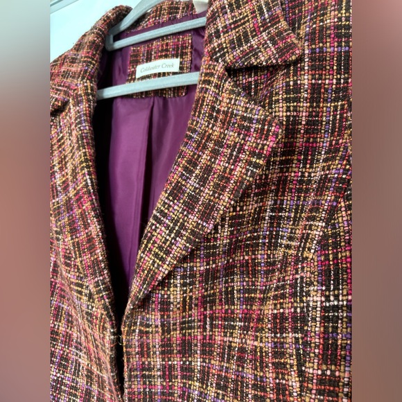 Coldwater Creek Tweed Wool Blend Cropped Blazer Jacket 3/4 Bell Sleeves Size 14P - Picture 4 of 9